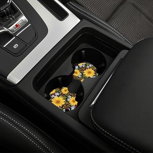 Steering Wheel Cover Sunflower Car Accessories + 2 Pieces Coasters - Image 7