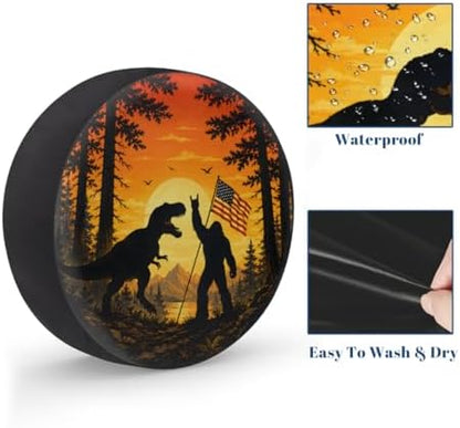 Bigfoot Dinosaur American Flag Spare Tire Cover Wheel Covers Protectors - Image 4