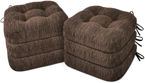 Shinnwa Dining Chair Cushions Set of 6, Dual-Layer Memory Foam Kitchen Chair by Shinnwa