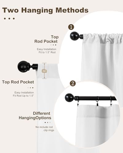 Outdoor Curtains for Patio Waterproof Rod Pocket 6 Pcs 54x84 Inch White - Image 3