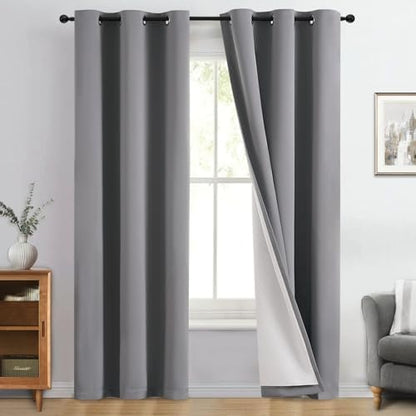 Yakamok Grey 100% Blackout Curtain Panels 84 inches, 2 Panels by Yakamok