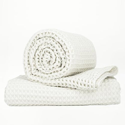 Luxury Organic Japanese Cotton Waffle Bath Towel | Thick, Quick Dry Bathroom by KOSMU