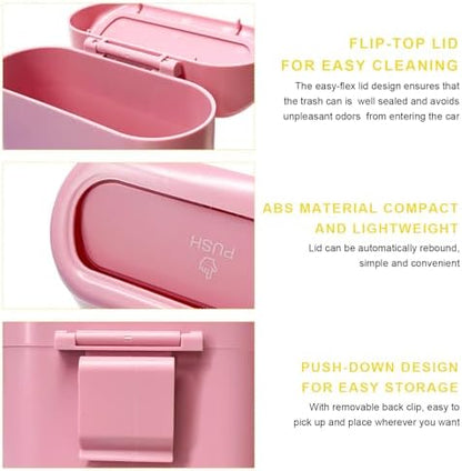 Car Trash Can Bin with Lid, Mini Portable Auto Garbage Can with 15Pcs Trash Bags - Image 3