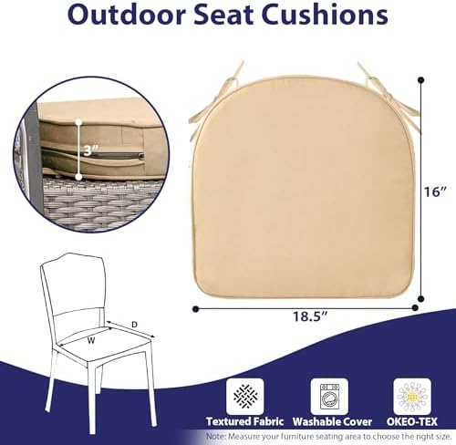 IPYNBAP Outdoor Chair Cushions Set of 4 -Waterproof Outdoor Seat Cushions - Image 6
