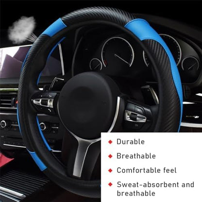 povtii Car Steering Wheel Cover, 15 Inch Leather Breathable Auto Steering Wheel - Image 4