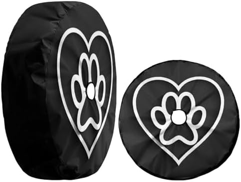Delerain Heart with Paw Print Spare Tire Cover with Backup Camera Hole Wheel - Image 3