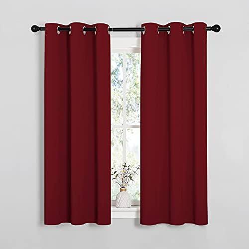NICETOWN Christmas Burgundy Blackout Curtains, 1 Pair, 34 x 54-in - Image 2