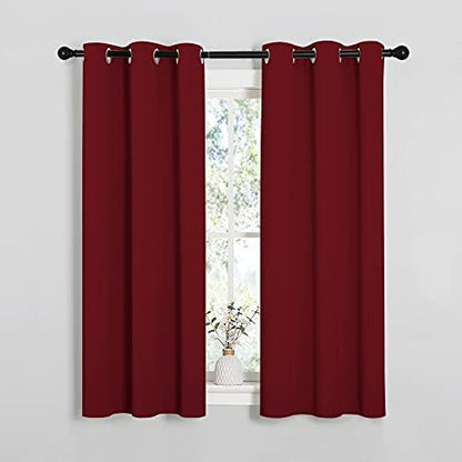 NICETOWN Christmas Burgundy Blackout Curtains, 1 Pair, 34 x 54-in - Image 2
