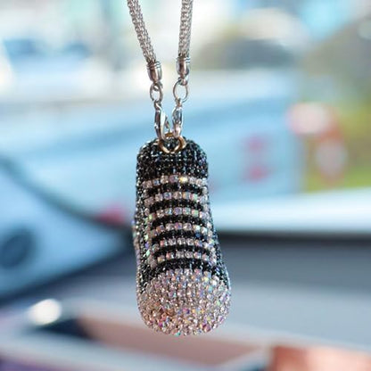 Bling Sneaker Shoe Sparkly Car Hanging Ornament, Cute Crystal Rear View Mirror - Image 6