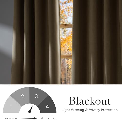 NICETOWN Short Faux Linen Oatmeal Blackout Curtains W42 by L63 - Image 5