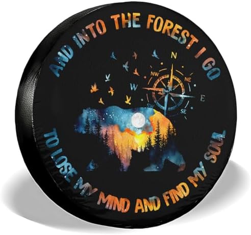 GENANY Bear Forest Quote Thick PVC Leather Spare Tire Cover Size 18 by GENANY
