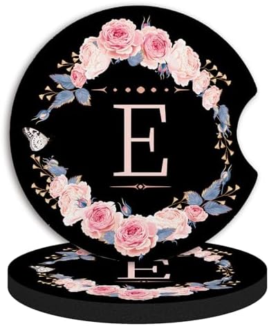 2pcs Letter E Car Coasters, Absorbent Universal neoprener Cup Holder Coasters by Unknown