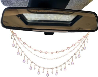 Triple Layer Water Drop Zircon Rear View Mirror Charm Purple Car Hanging by LuneClat