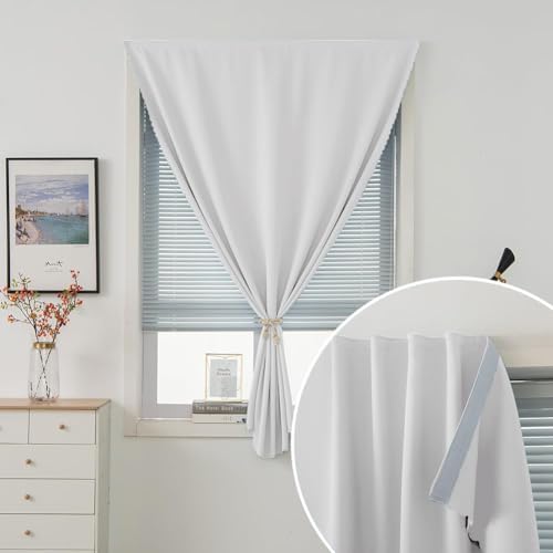 Thermal Blackout Curtains with Self-Adhesive Tape, No Rod No Drill Easy Install - Image 2