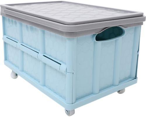 Collapsible Storage Bin with Wheels and Lids Stackable Folding Storage Box - Image 5