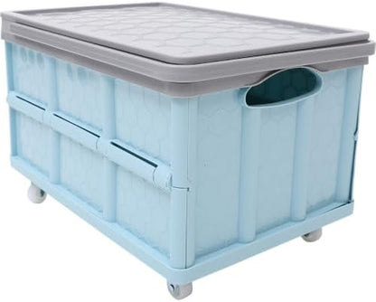 Collapsible Storage Bin with Wheels and Lids Stackable Folding Storage Box - Image 5