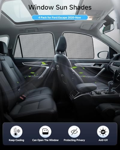 Car Window Shade for Ford Escape 2020-Now, 4 Pack Magnetic Mesh Sun Shades for - Image 2