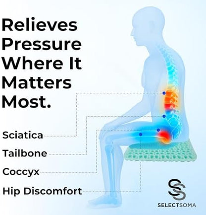Gel Seat Cushion for Sitting, Pressure Relief for Tailbone and Back - Image 3