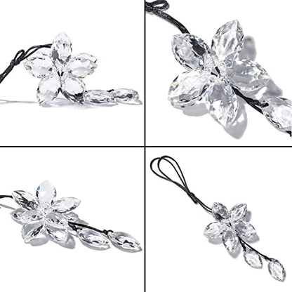 Crystal Flower Rear View Mirror Pendant Car Hanging Ornament Lucky Accessory - Image 3