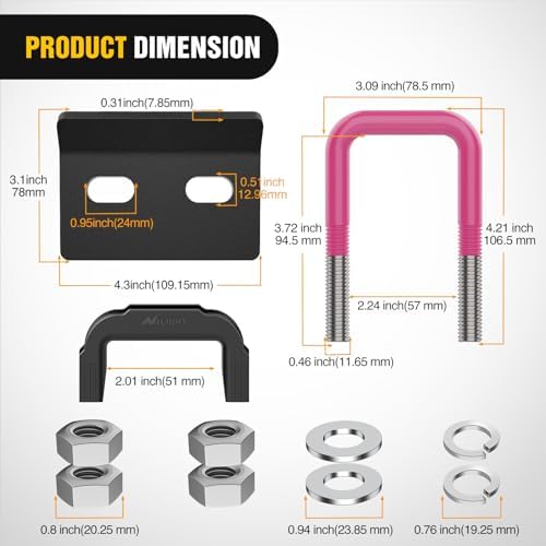 Nilight Trailer Hitch Tightener Anti-Rattle Hot Pink U-Bolt - Image 2