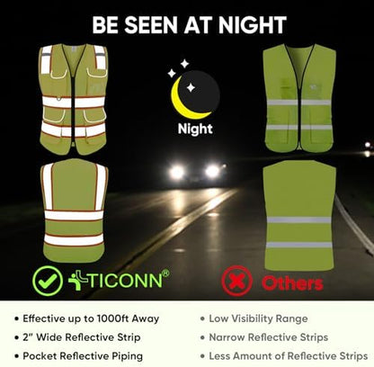 TICONN High Visibility Reflective Safety Vest - Image 3