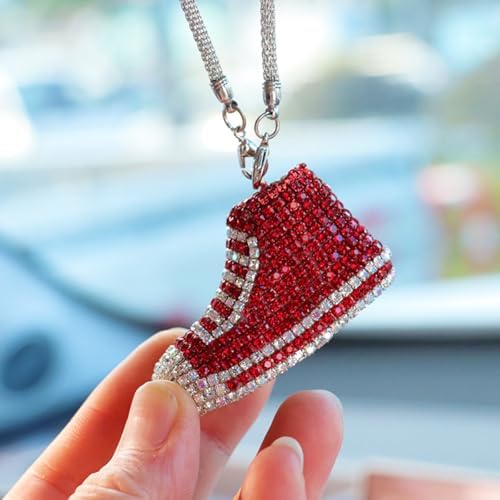 Bling Sneaker Shoe Sparkly Car Hanging Ornament, Cute Crystal Rear View Mirror - Image 5
