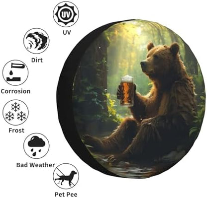 Bear Holding A Beer Mug Spare Tire Cover Weatherproof Universal Wheel - Image 5