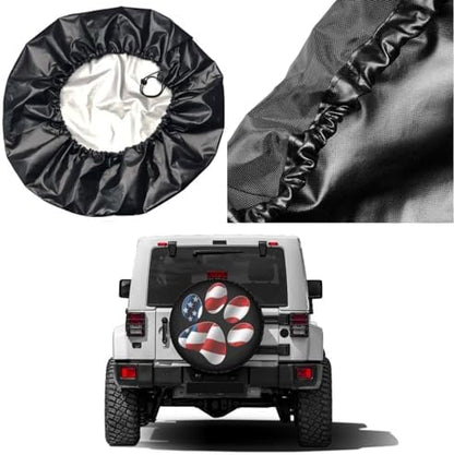 Paws Us American Flag Spare Tire Cover Dust-Proof Wheel Tire Cover Fit Trailer - Image 5