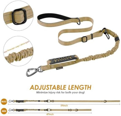 AUBELL Tactical Dog Leash Heavy Duty, 4-6ft No Pull Bungee Leash - Image 6