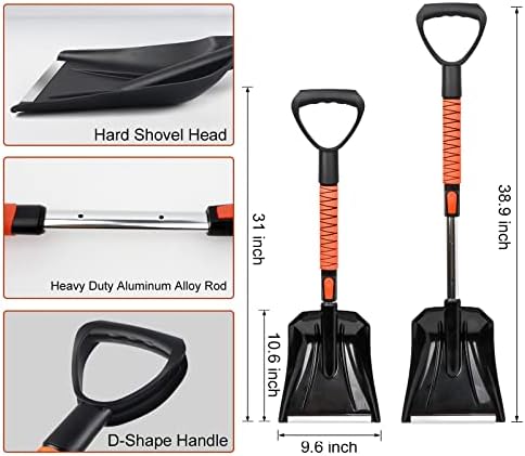 42'' Ice Scraper and Extendable Snow Brush Emergency Snow Shovel Snow Broom - Image 4