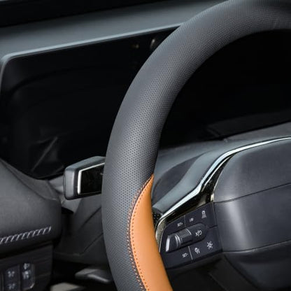 Valleycomfy Microfiber Leather Steering Wheel Cover 14.5"-15" Brown - Image 6