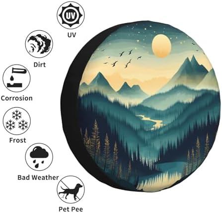 Spare Tire Cover Mountains Nature Scenery Wheel Covers Weatherproof Universal - Image 5