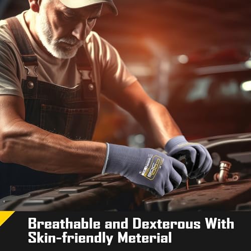 COOLJOB 12 Pairs Nitrile Rubber Coated Nylon Safety Work Gloves Pack Bulk - Image 3