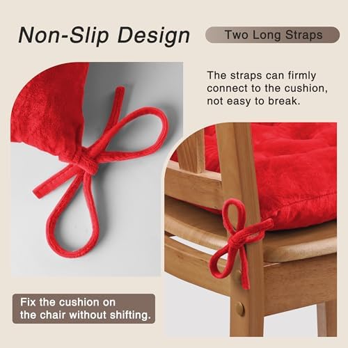 OVOV 4 Pack Chair Cushions for Dining Chairs 15.5"x15.5" Red - Image 3