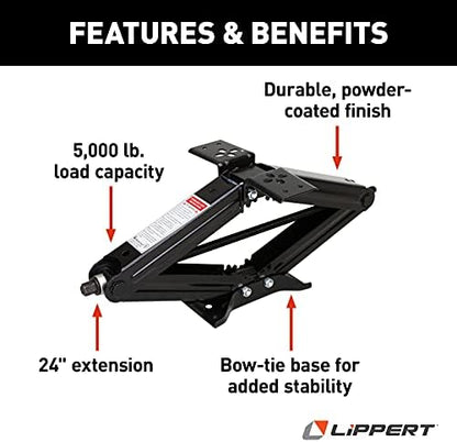 Lippert Manual RV Scissor Jack Kit, 000 lbs. 24" Extended, 4-1/4" Retracted - Image 3