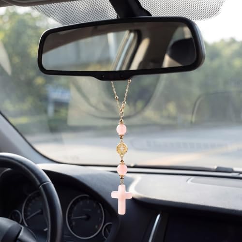 Crystal Cross Car Charm for Rearview Mirror, Car Mirror Hanging Accessories - Image 2