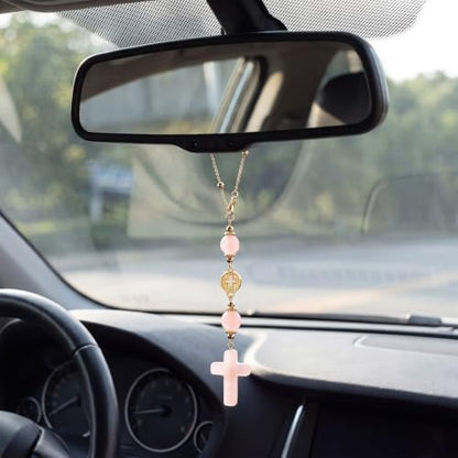 Crystal Cross Car Charm for Rearview Mirror, Car Mirror Hanging Accessories - Image 2