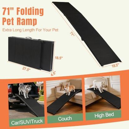 71" Dog Ramp for Car, Extra Long Foldable Hisfox Pet Ramp for Dog - Image 4