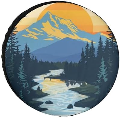 Camping Spare Tire Cover 15 Inch Mountain Adventure Universal Wheel Tire Cover by HighonHi