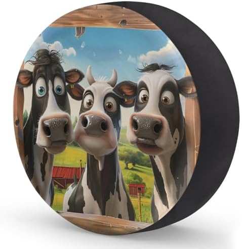 Spare Tire Cover for RV Trailer, Funny Cows Waterproof Sun Leather Wheel Cover - Image 2