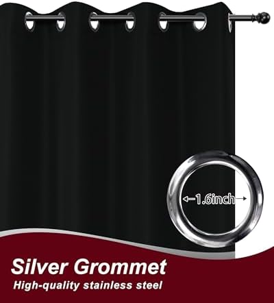 Grommet Outdoor Curtains for Patio Waterproof 8 Pcs 54x108 In Black - Image 2