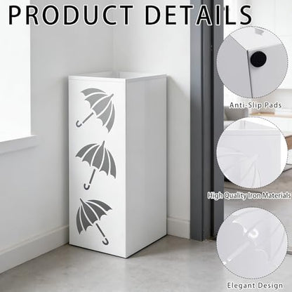 Metal Umbrella Holder, Square Freestanding Umbrella Stand Bucket Storage Indoor - Image 3