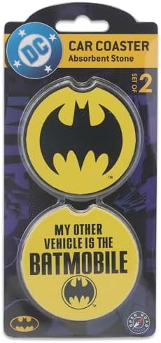 DC Comics Batman and Batmobile Logo Ceramic Car Coasters by OpenRoadBrands