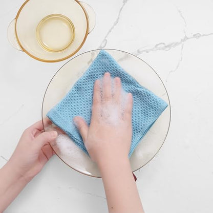 Homaxy 100% Cotton Waffle Weave Kitchen Dish Cloths 12-Pack, Sky Blue - Image 4