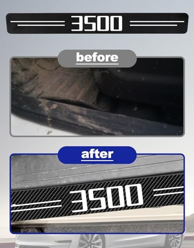 Door Sill Protectors for RAM 3500 & Silverado 3500 HD, Carbon Fiber Leather - Image 2