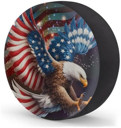 Spare Tire Cover for RV Trailer, American Flag Eagle Waterproof Sun Leather - Image 2