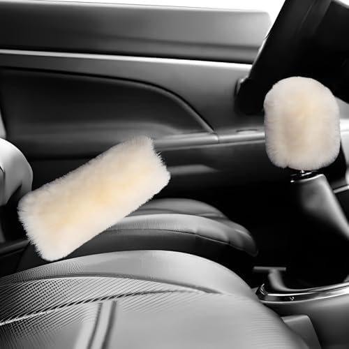 2PCS Fluffy Car Gear Shift Knob & Handbrake Cover, Comfortable Plush Shifter - Image 6