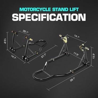 DNA Motoring Motorcycle Stand Lift Universal Paddock Lift Stand 880 Capacity - Image 2