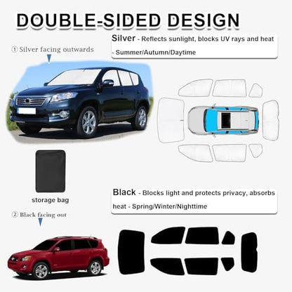 KMF Sun Shade Custom Fit for Toyota RAV4 2006-2012 Accessories, Full Car Window - Image 4