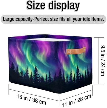 Storage Basket Northern Light Aurora Storage Cube Box Durable Canvas - Image 5
